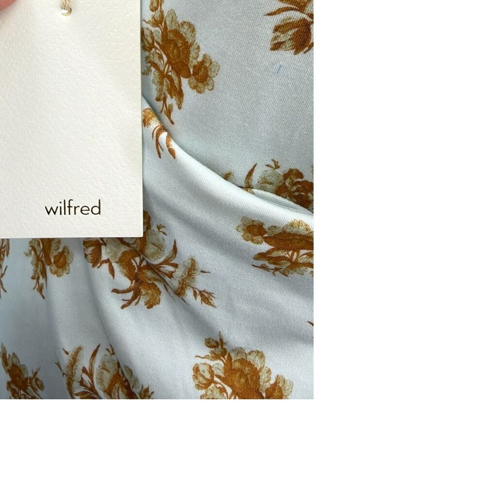 Aritzia Wilfred Saturn Mini Wrap Dress Snowmelt Blue Maplewood Floral NWT Size M - Picture 7 of 13